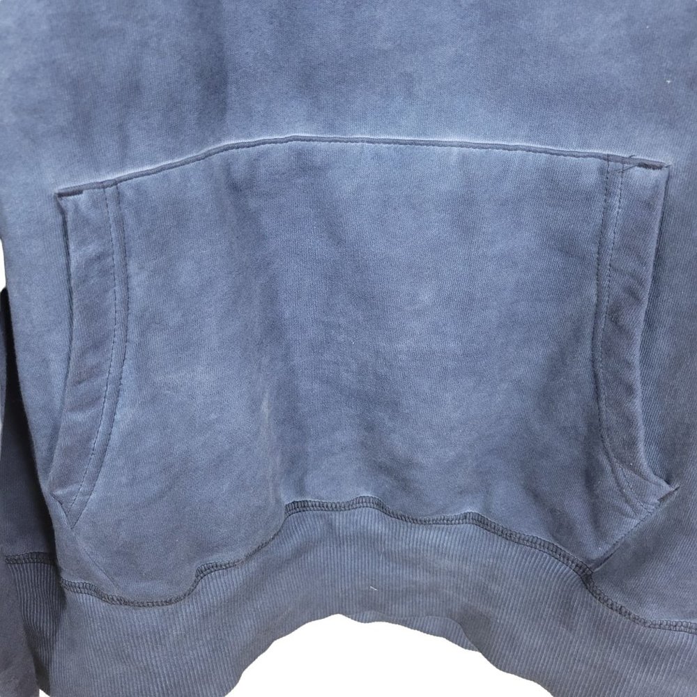 Sun + Stone Garment-Washed Fleece Hoodie Kangaroo pocket Hoodie Mens Navy Medium - Picture 6 of 8